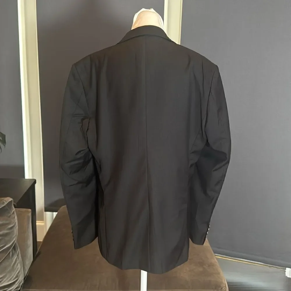 Men’s Black 2 Piece Slim Fit Suit Prom Party Formal Size 38 Jacket 32 Pants